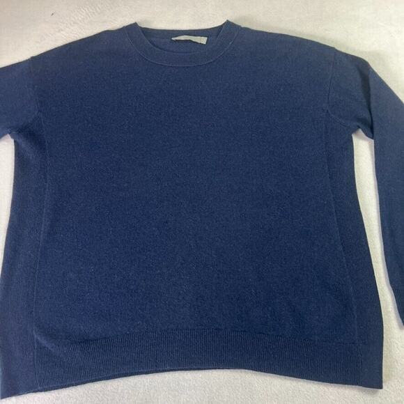 VINCE Sweater Womens M Blue Cashmere Linen Blend Crew Pullover Lightweight - Picture 3 of 12